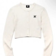우알롱 로고 슬림핏 크롭 가디건 아이보리 xs