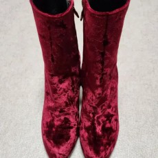 벨벳 와인색 부츠