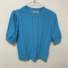 럭키슈에뜨 20ss 신상 케이블 반팔 하트 꽈배기 블루 럭키슈에트