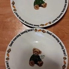 빈티지 곰인형그림 도자기 접시2장